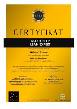 Certyfikat Lean Black Belt